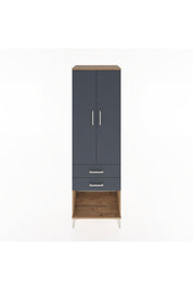 Hyperion Dolap 3 Raflı 2 Çekmeceli 2 Kapaklı 60x44x195 Çam-Antrasit