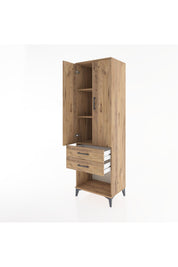 Hyperion Dolap 3 Raflı 2 Çekmeceli 2 Kapaklı 60x44x195 Çam-Çam