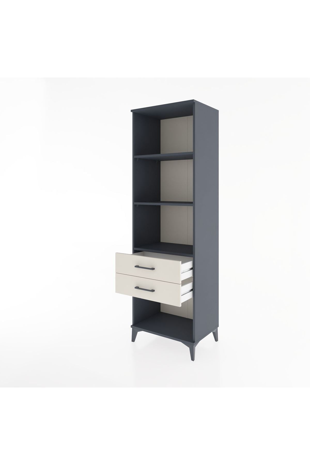 Hyperion Dolap 3 Raflı 2 Çekmeceli 60x44x195 Antrasit-Aytaşı