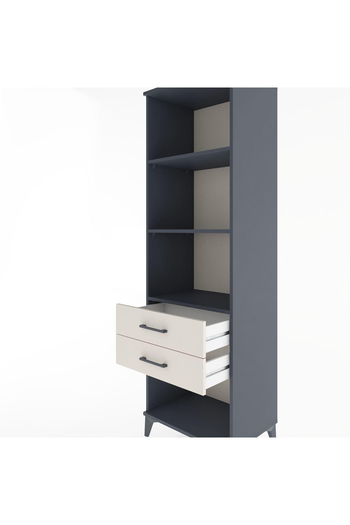 Hyperion Dolap 3 Raflı 2 Çekmeceli 60x44x195 Antrasit-Aytaşı