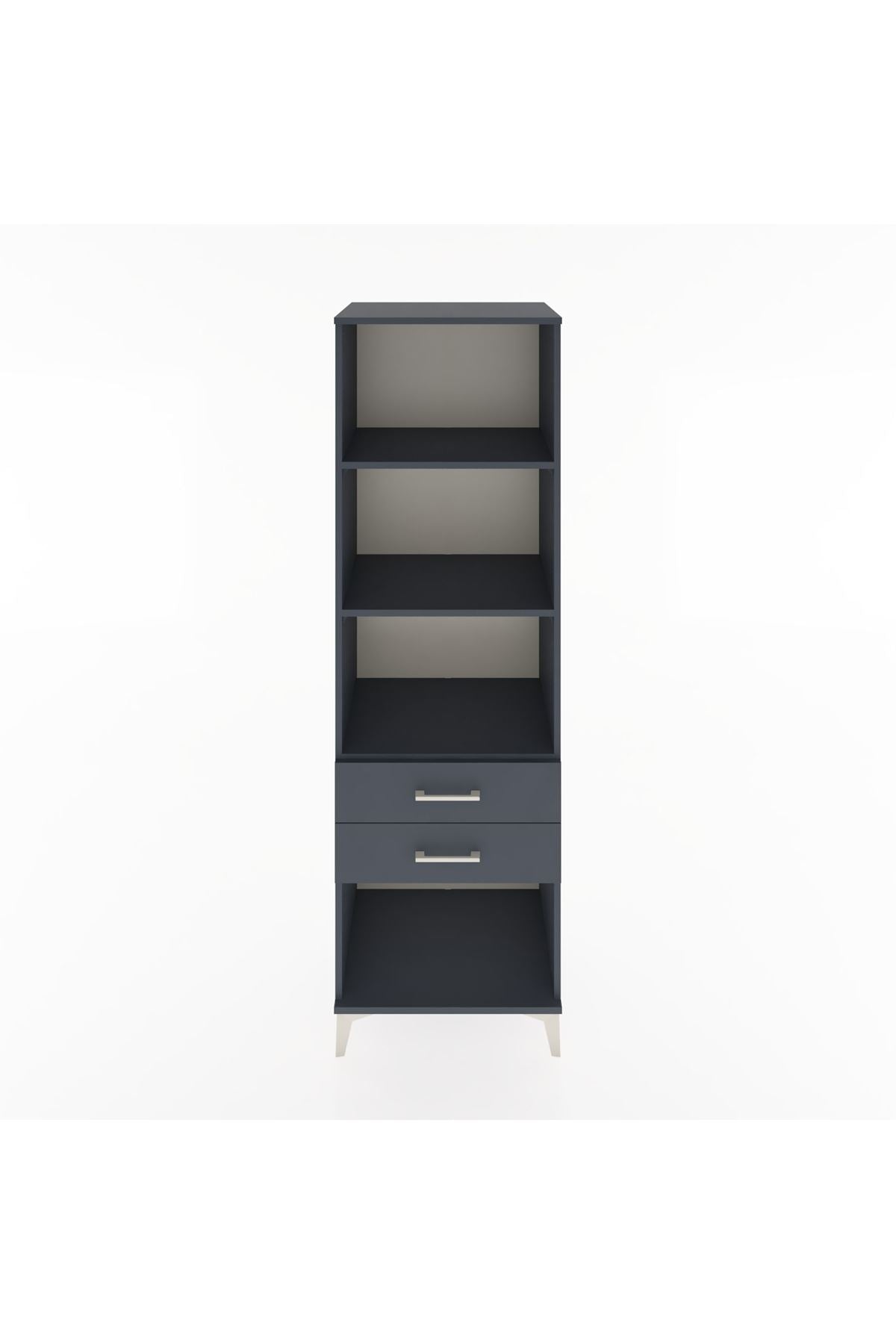 Hyperion Dolap 3 Raflı 2 Çekmeceli 60x44x195 Antrasit-Antrasit