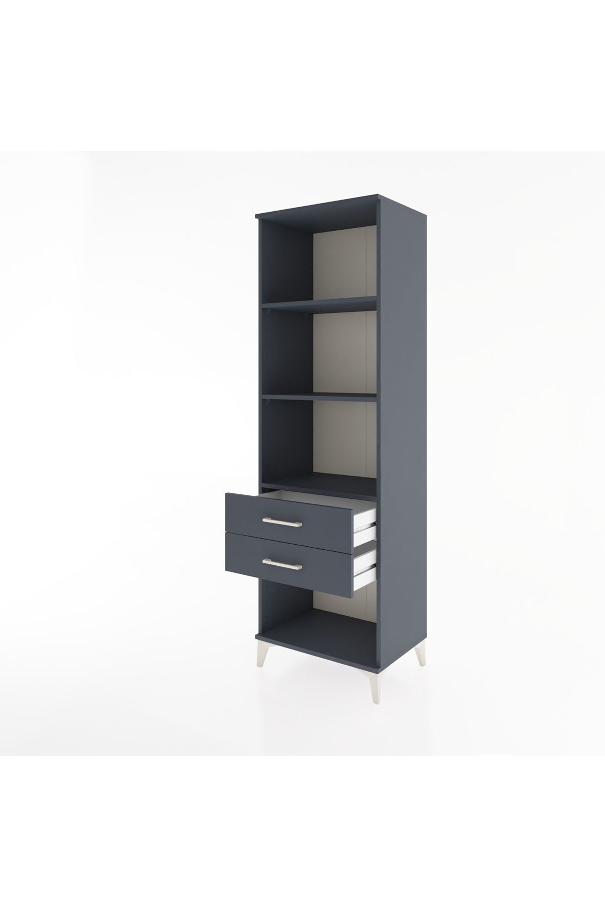 Hyperion Dolap 3 Raflı 2 Çekmeceli 60x44x195 Antrasit-Antrasit