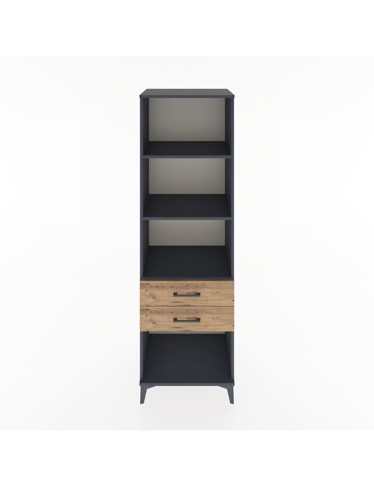 Hyperion Dolap 3 Raflı 2 Çekmeceli 60x44x195 Antrasit-Çam