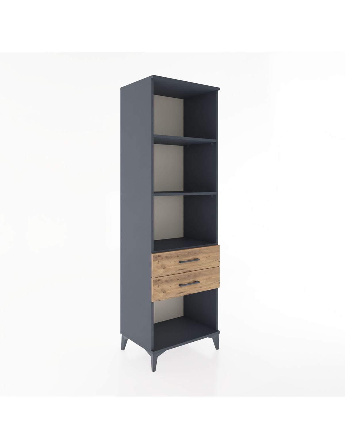 Hyperion Dolap 3 Raflı 2 Çekmeceli 60x44x195 Antrasit-Çam