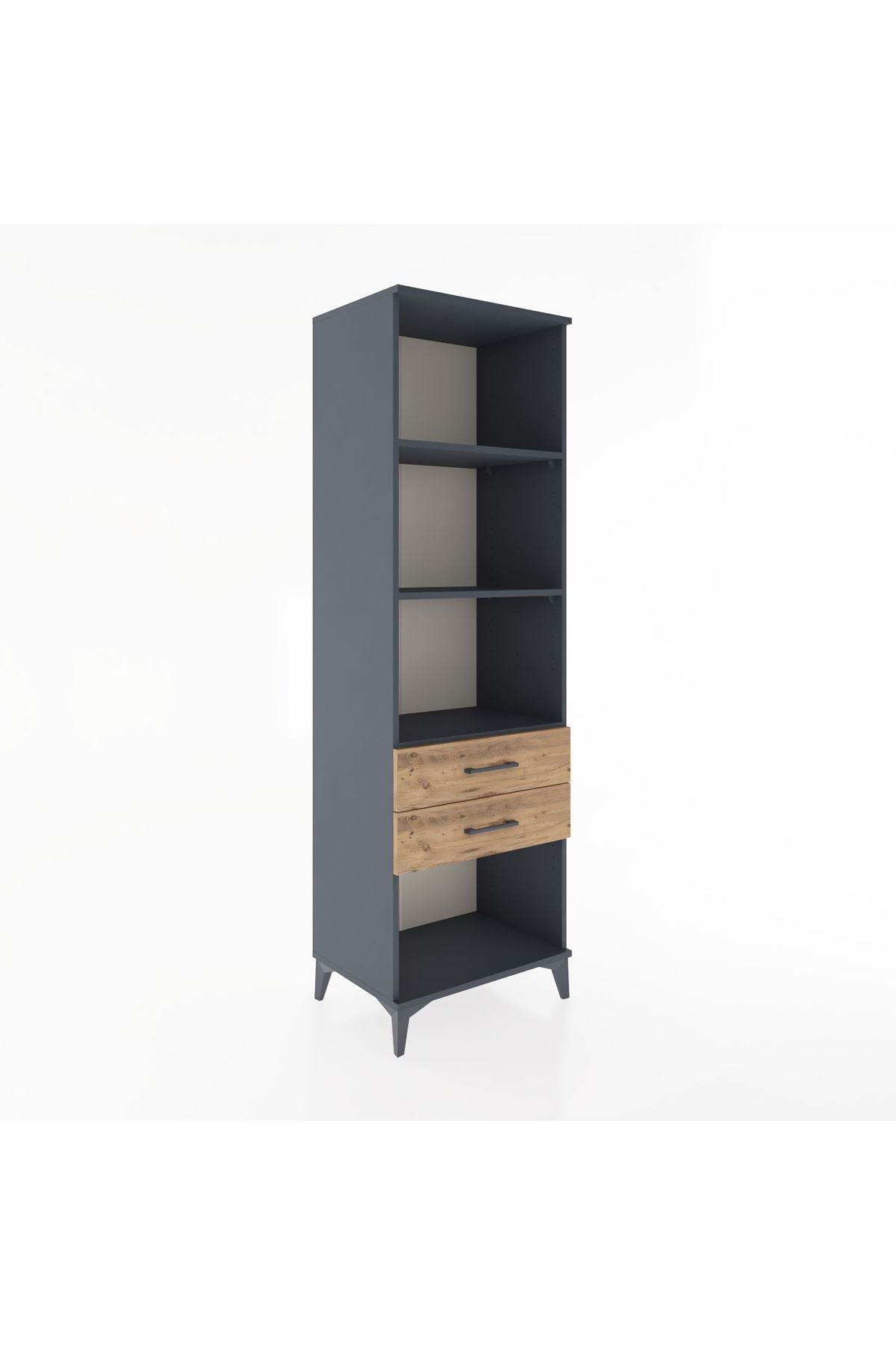 Hyperion Dolap 3 Raflı 2 Çekmeceli 60x44x195 Antrasit-Çam