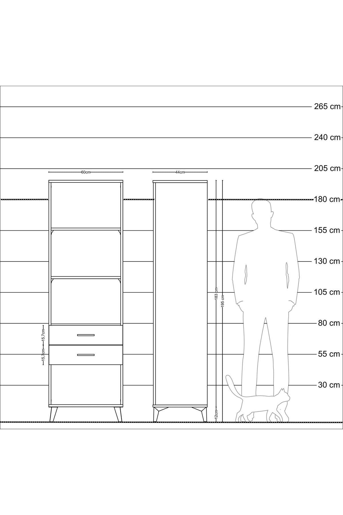 Hyperion Dolap 3 Raflı 2 Çekmeceli 60x44x195 Çam-Aytaşı