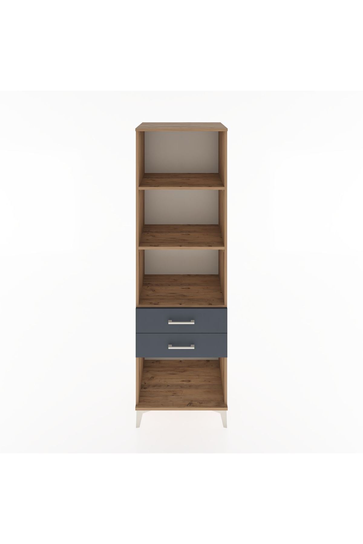 Hyperion Dolap 3 Raflı 2 Çekmeceli 60x44x195 Çam-Antrasit