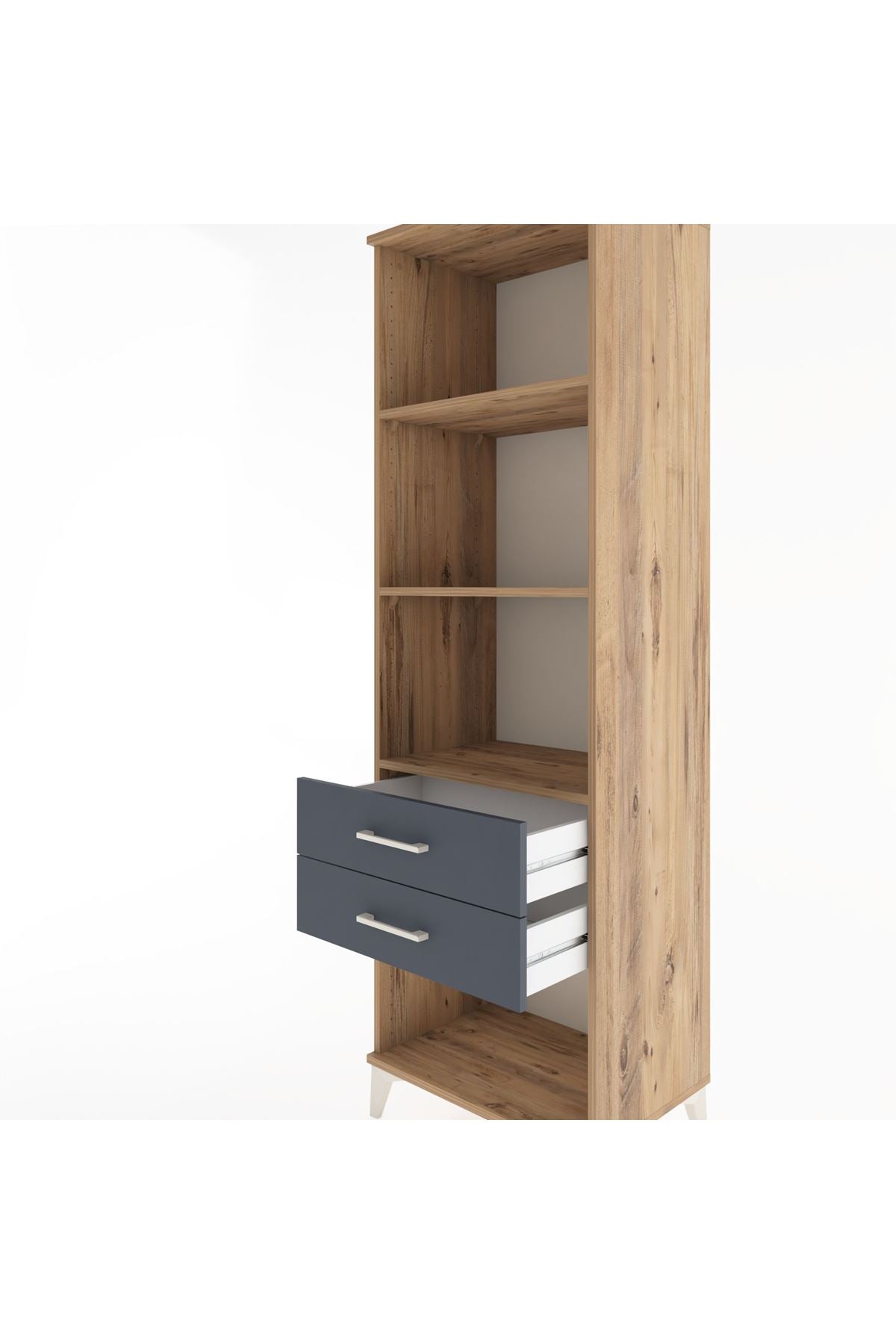 Hyperion Dolap 3 Raflı 2 Çekmeceli 60x44x195 Çam-Antrasit