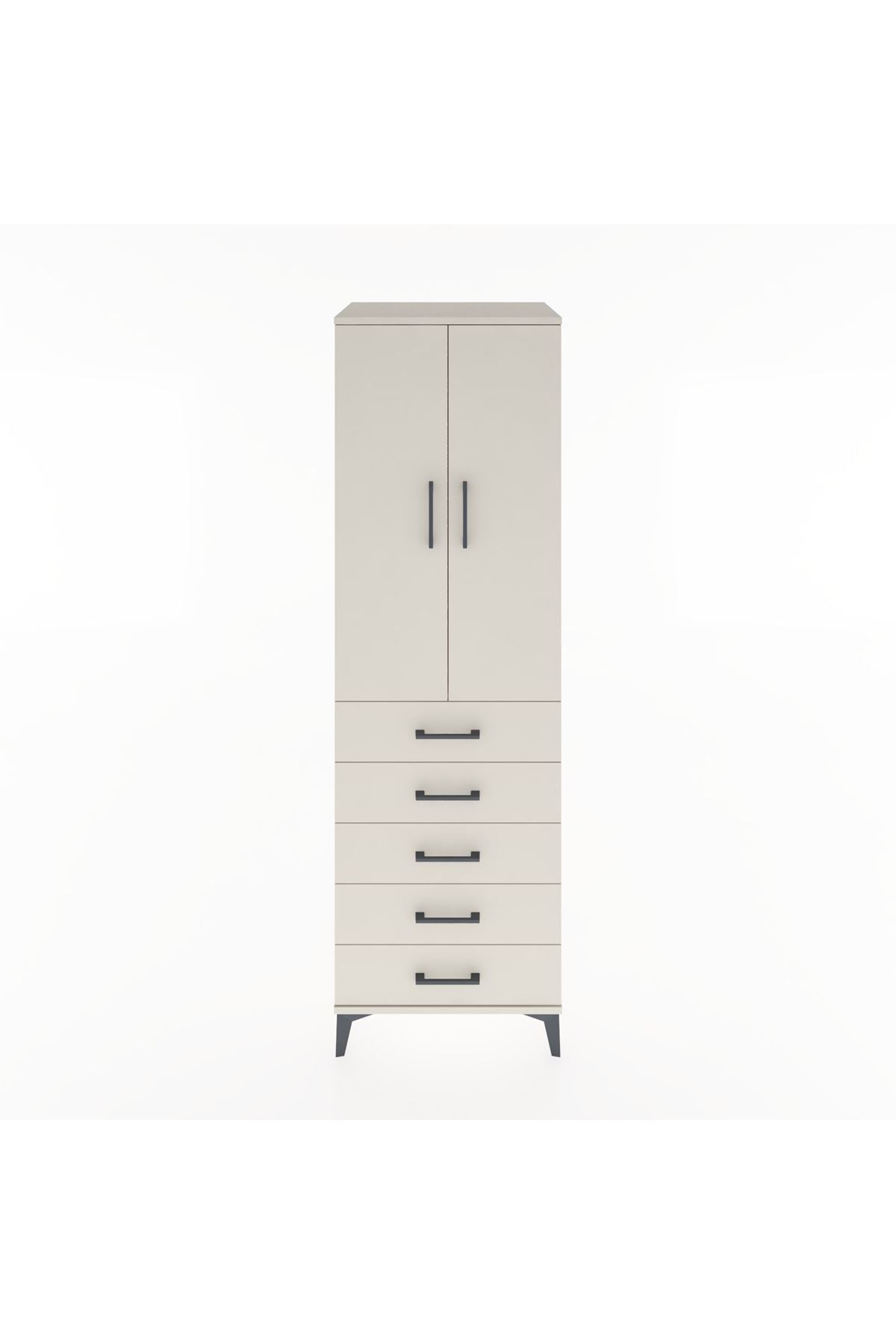 Hyperion Dolap Tek Raflı 5 Çekmeceli Tek Askılı 60x44x195 Aytaşı-Aytaşı