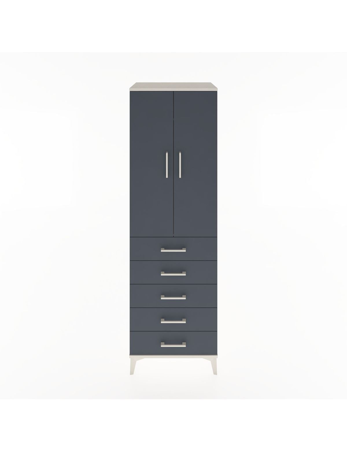 Hyperion Dolap Tek Raflı 5 Çekmeceli Tek Askılı 60x44x195 Aytaşı-Antrasit