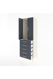 Hyperion Dolap Tek Raflı 5 Çekmeceli Tek Askılı 60x44x195 Aytaşı-Antrasit
