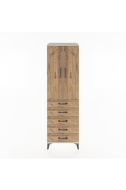 Hyperion Dolap Tek Raflı 5 Çekmeceli Tek Askılı 60x44x195 Aytaşı-Çam