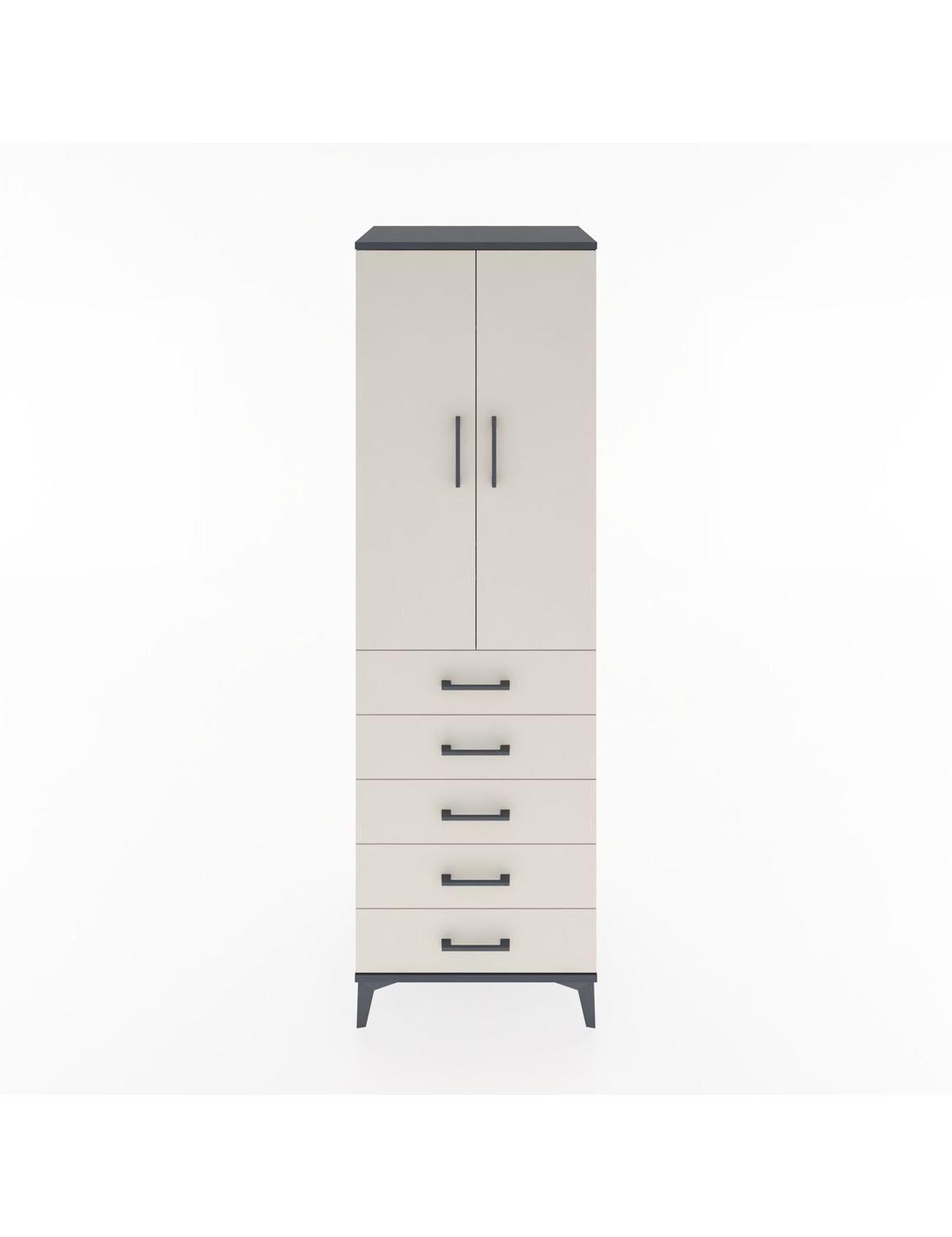 Hyperion Dolap Tek Raflı 5 Çekmeceli Tek Askılı 60x44x195 Antrasit-Aytaşı