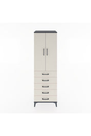 Hyperion Dolap Tek Raflı 5 Çekmeceli Tek Askılı 60x44x195 Antrasit-Aytaşı