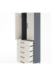 Hyperion Dolap Tek Raflı 5 Çekmeceli Tek Askılı 60x44x195 Antrasit-Aytaşı