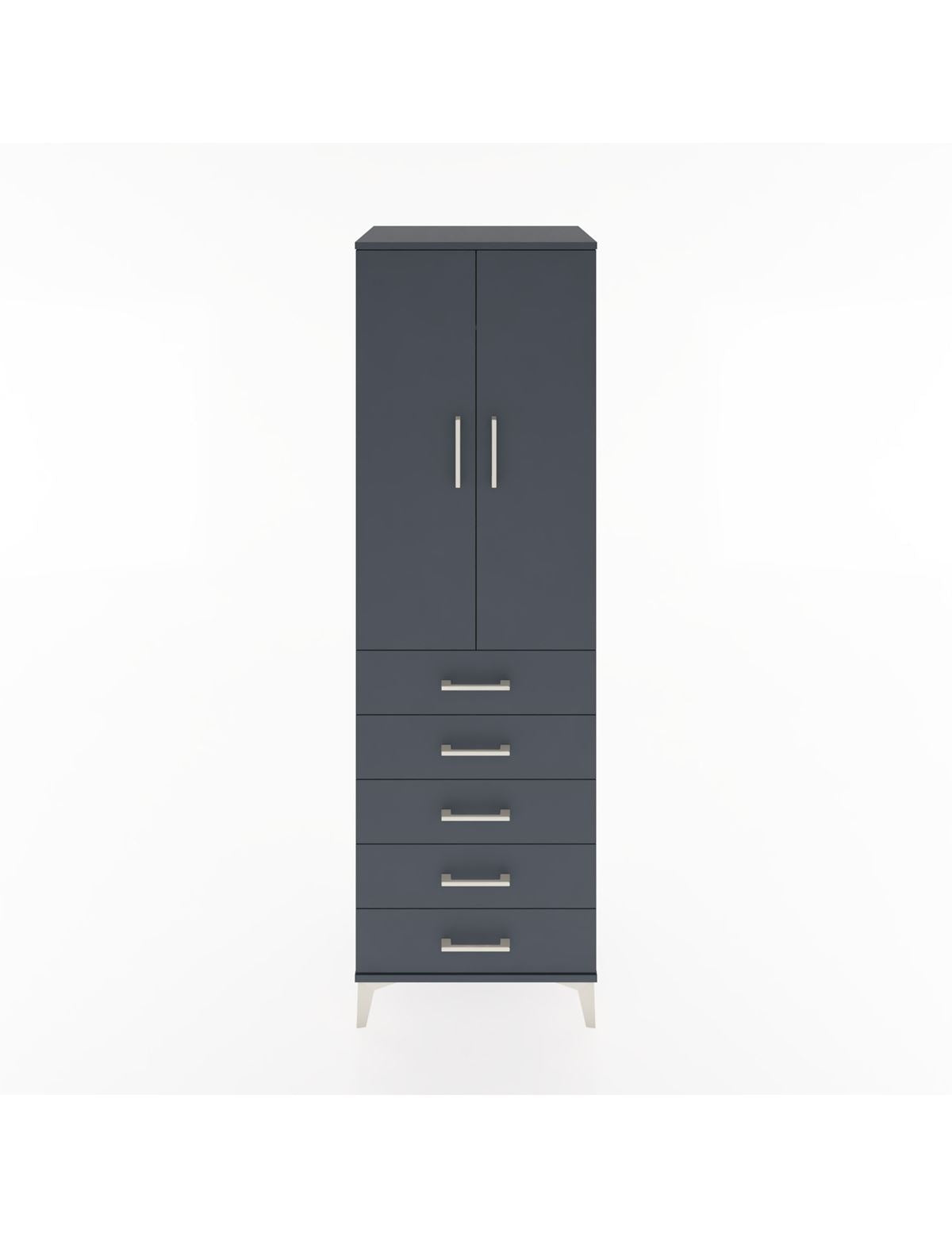 Hyperion Dolap Tek Raflı 5 Çekmeceli Tek Askılı 60x44x195 Antrasit-Antrasit