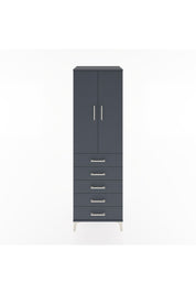 Hyperion Dolap Tek Raflı 5 Çekmeceli Tek Askılı 60x44x195 Antrasit-Antrasit