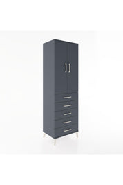 Hyperion Dolap Tek Raflı 5 Çekmeceli Tek Askılı 60x44x195 Antrasit-Antrasit