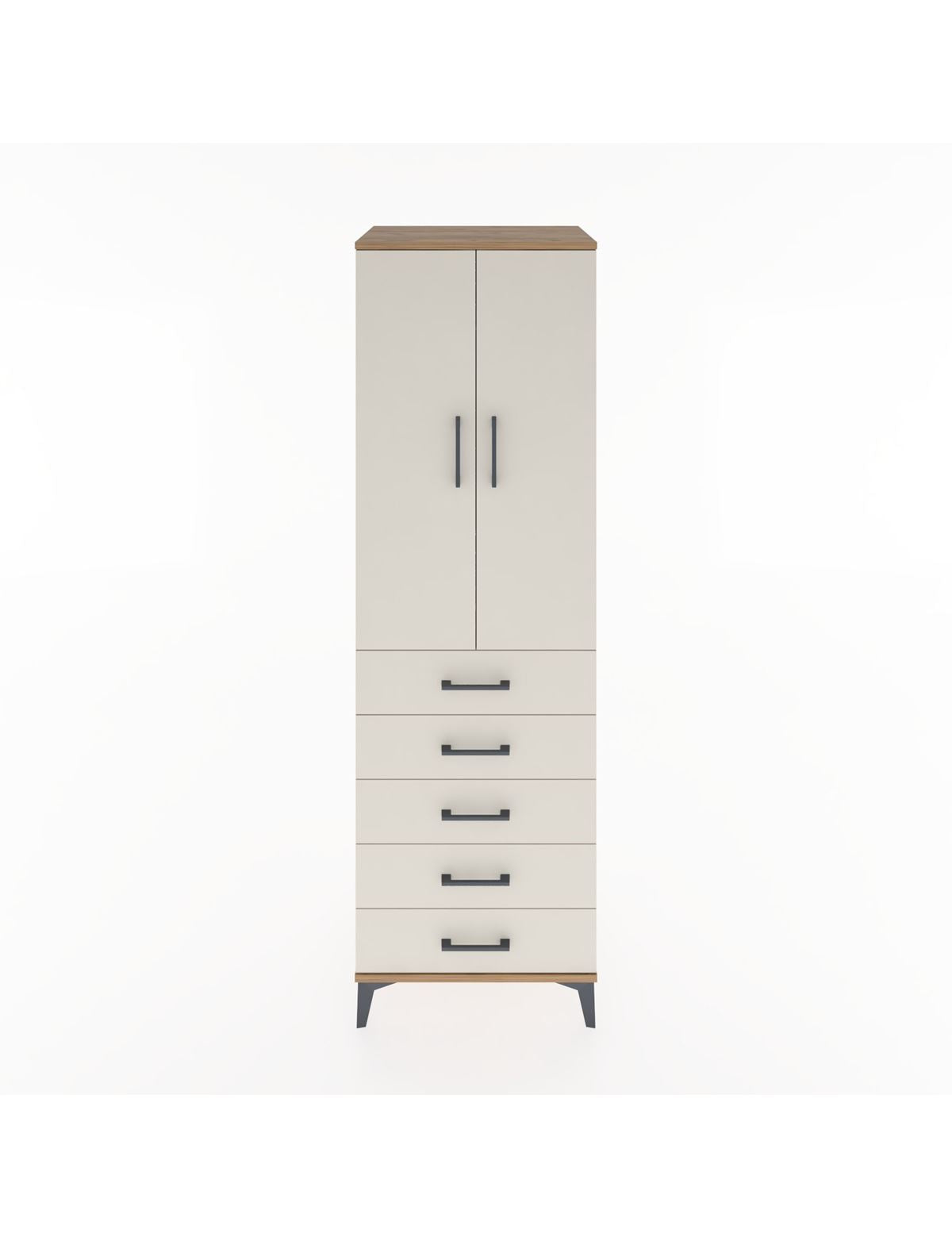 Hyperion Dolap Tek Raflı 5 Çekmeceli Tek Askılı 60x44x195 Çam-Aytaşı