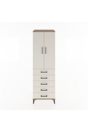 Hyperion Dolap Tek Raflı 5 Çekmeceli Tek Askılı 60x44x195 Çam-Aytaşı