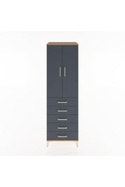Hyperion Dolap Tek Raflı 5 Çekmeceli Tek Askılı 60x44x195 Çam-Antrasit