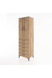 Hyperion Dolap Tek Raflı 5 Çekmeceli Tek Askılı 60x44x195 Çam-Çam