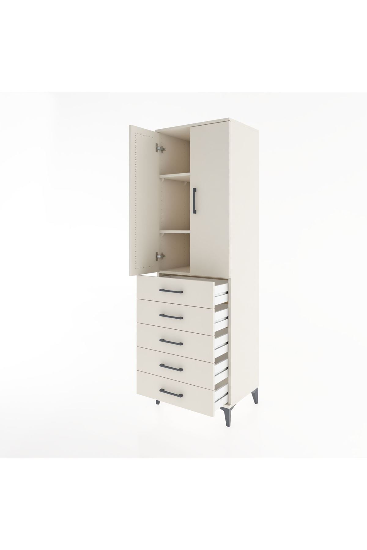 Hyperion Dolap 3 Raflı 5 Çekmeceli 2 Kapaklı 60x44x195 Aytaşı-Aytaşı