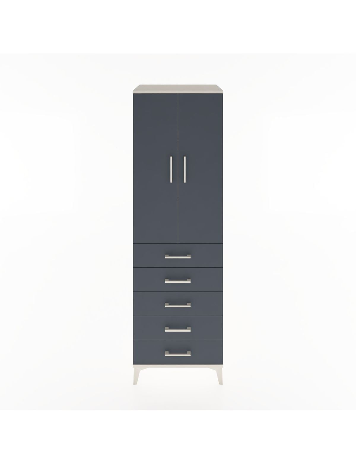 Hyperion Dolap 3 Raflı 5 Çekmeceli 2 Kapaklı 60x44x195 Aytaşı-Antrasit