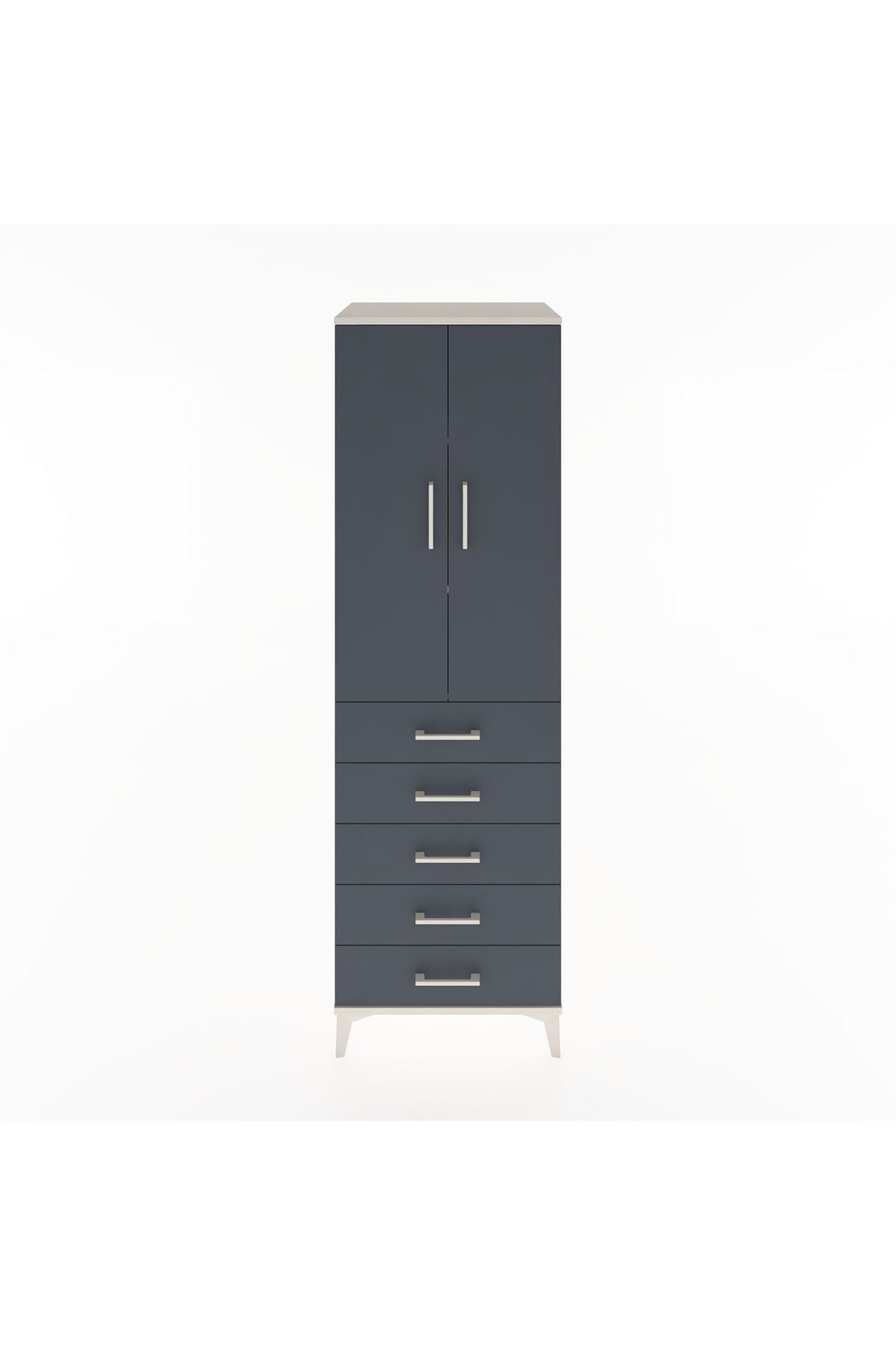 Hyperion Dolap 3 Raflı 5 Çekmeceli 2 Kapaklı 60x44x195 Aytaşı-Antrasit