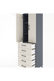 Hyperion Dolap 3 Raflı 5 Çekmeceli 2 Kapaklı 60x44x195 Antrasit-Aytaşı