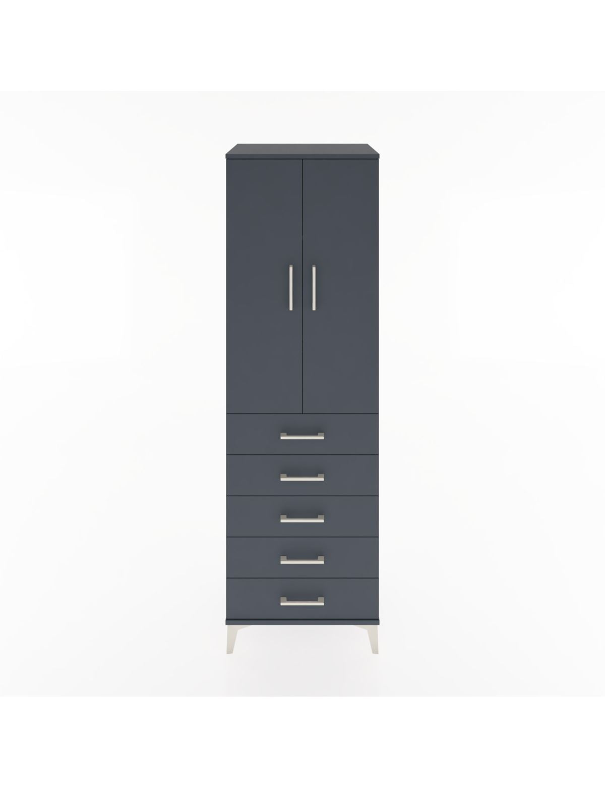 Hyperion Dolap 3 Raflı 5 Çekmeceli 2 Kapaklı 60x44x195 Antrasit-Antrasit