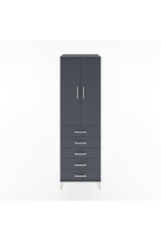 Hyperion Dolap 3 Raflı 5 Çekmeceli 2 Kapaklı 60x44x195 Antrasit-Antrasit