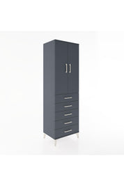 Hyperion Dolap 3 Raflı 5 Çekmeceli 2 Kapaklı 60x44x195 Antrasit-Antrasit