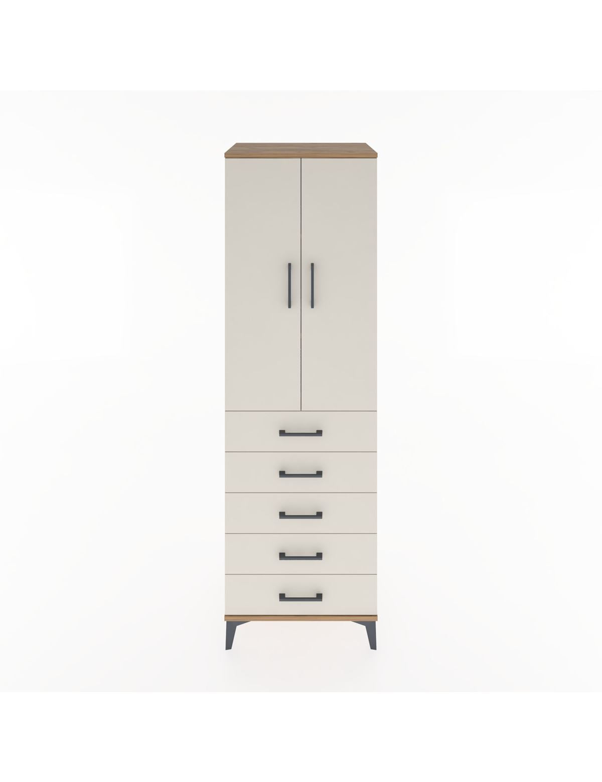 Hyperion Dolap 3 Raflı 5 Çekmeceli 2 Kapaklı 60x44x195 Çam-Aytaşı