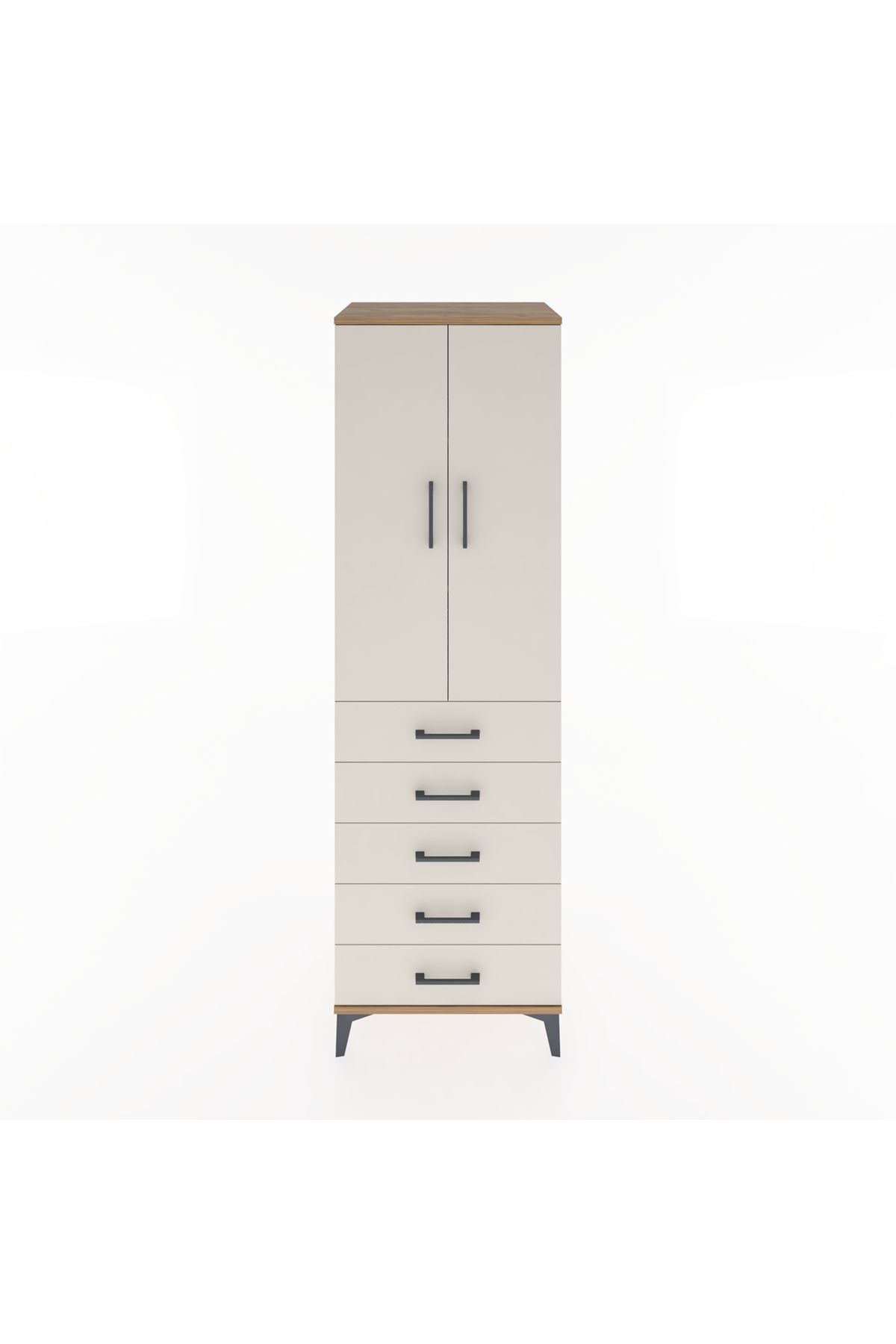 Hyperion Dolap 3 Raflı 5 Çekmeceli 2 Kapaklı 60x44x195 Çam-Aytaşı