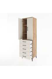 Hyperion Dolap 3 Raflı 5 Çekmeceli 2 Kapaklı 60x44x195 Çam-Aytaşı