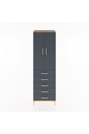 Hyperion Dolap 3 Raflı 5 Çekmeceli 2 Kapaklı 60x44x195 Çam-Antrasit