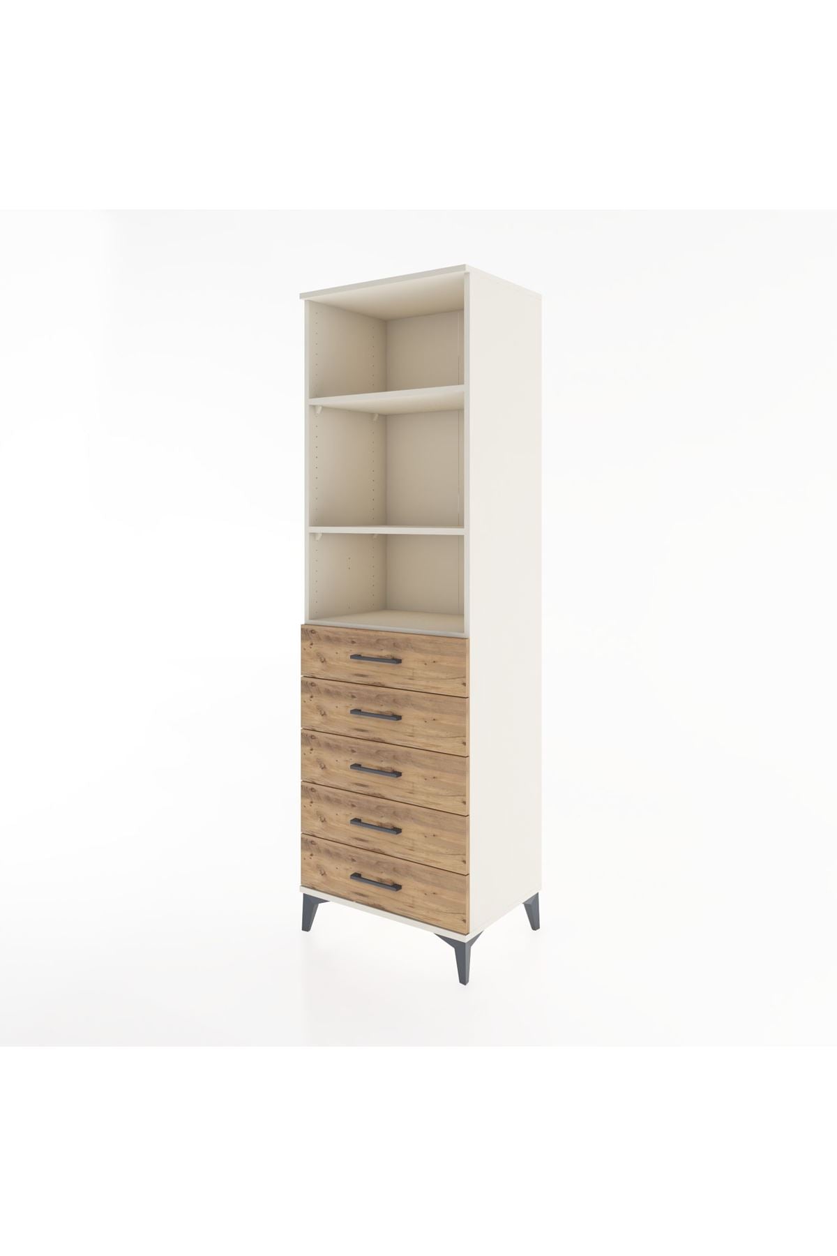 Hyperion Dolap 3 Raflı 5 Çekmeceli 60x44x195 Aytaşı-Çam