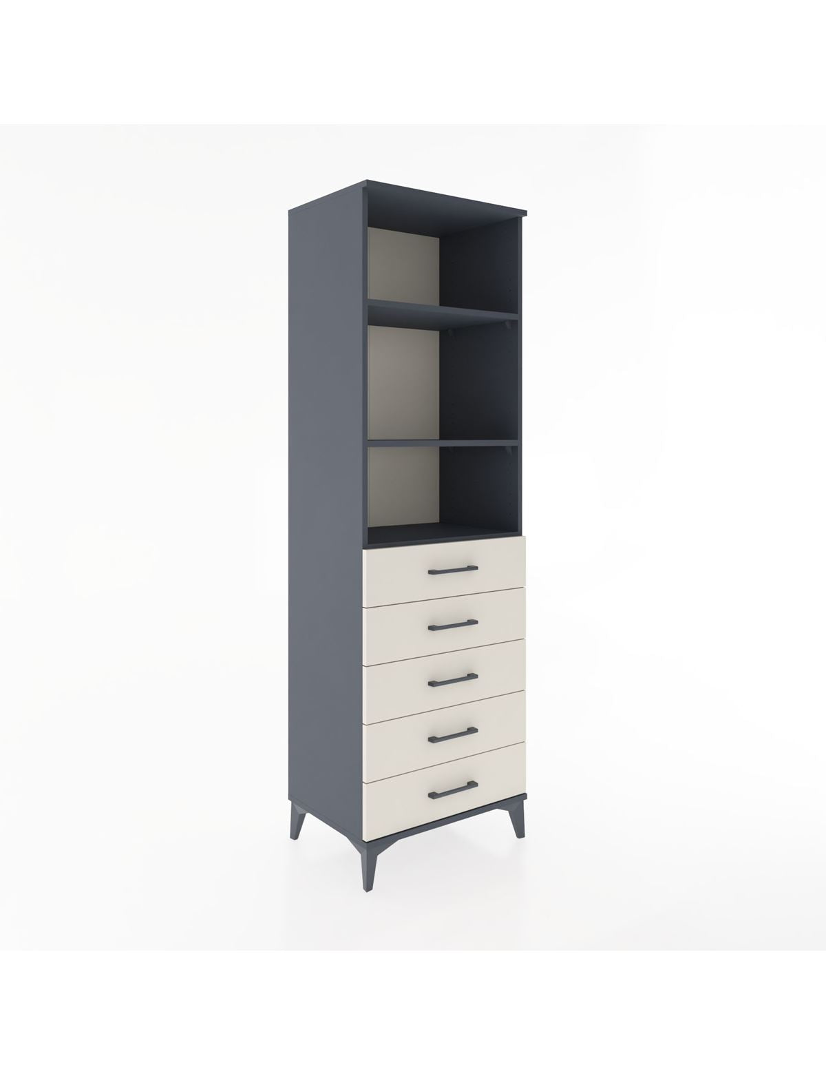 Hyperion Dolap 3 Raflı 5 Çekmeceli 60x44x195 Antrasit-Aytaşı