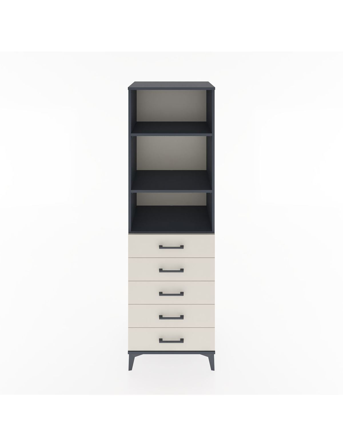 Hyperion Dolap 3 Raflı 5 Çekmeceli 60x44x195 Antrasit-Aytaşı