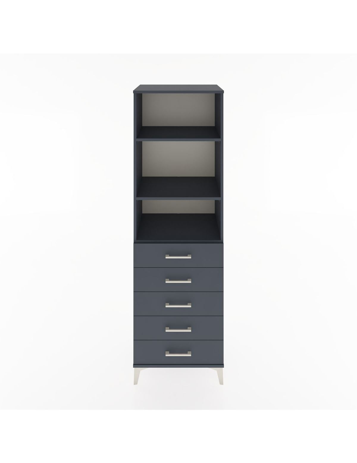 Hyperion Dolap 3 Raflı 5 Çekmeceli 60x44x195 Antrasit-Antrasit