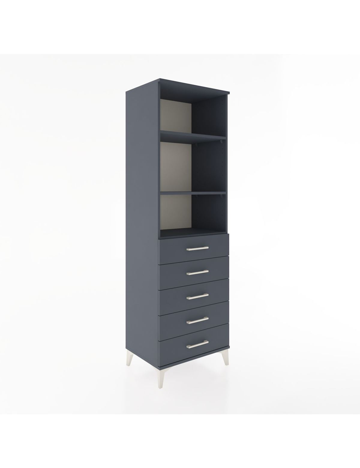 Hyperion Dolap 3 Raflı 5 Çekmeceli 60x44x195 Antrasit-Antrasit