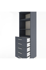 Hyperion Dolap 3 Raflı 5 Çekmeceli 60x44x195 Antrasit-Antrasit