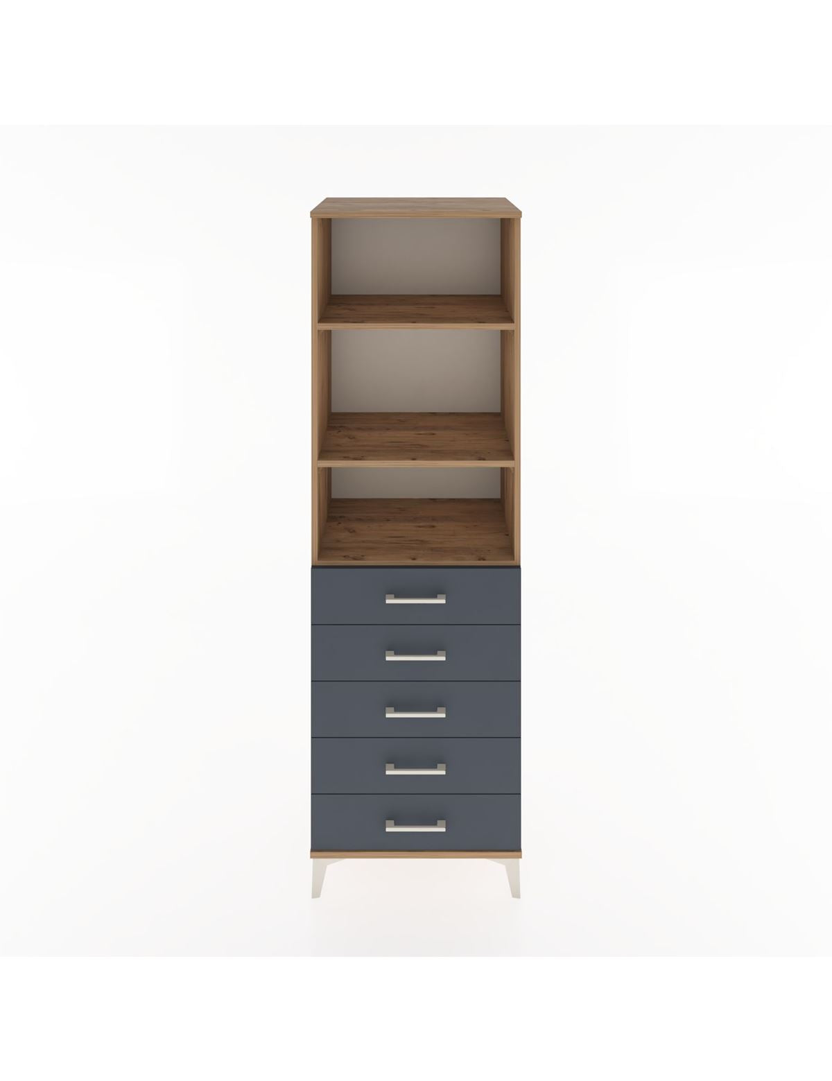 Hyperion Dolap 3 Raflı 5 Çekmeceli 60x44x195 Çam-Antrasit