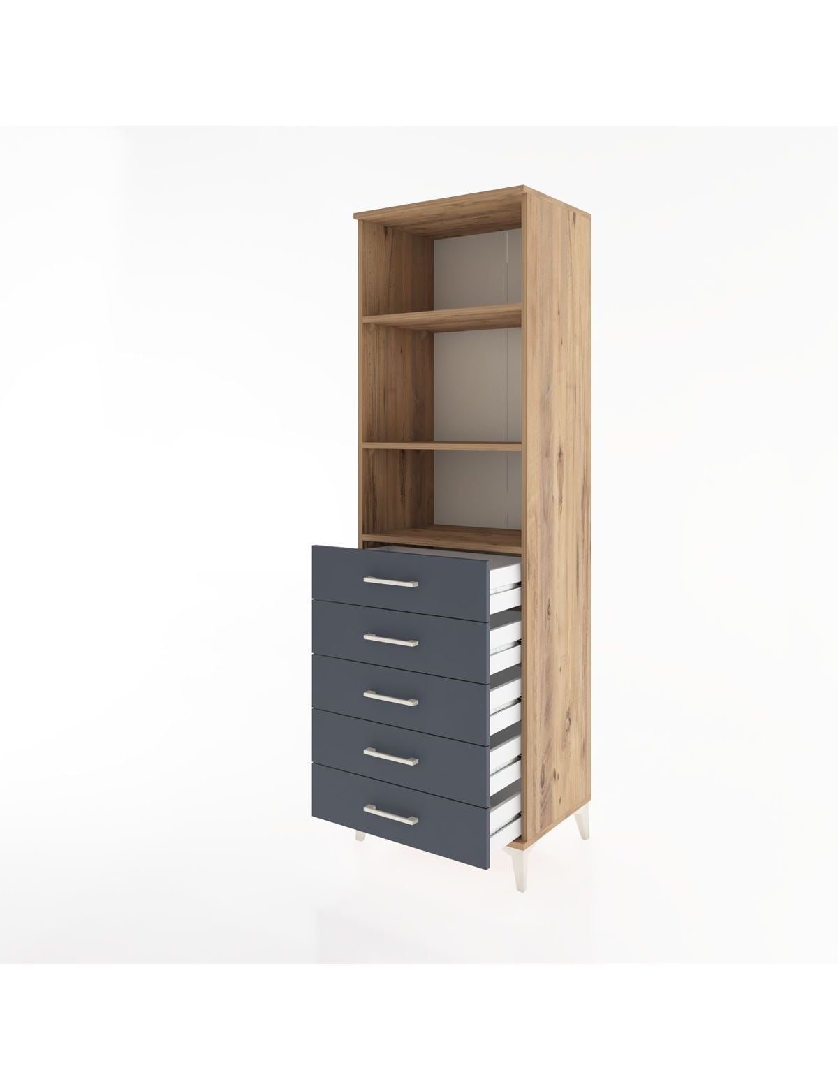 Hyperion Dolap 3 Raflı 5 Çekmeceli 60x44x195 - S59M114V8B