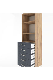 Hyperion Dolap 3 Raflı 5 Çekmeceli 60x44x195 Çam-Antrasit