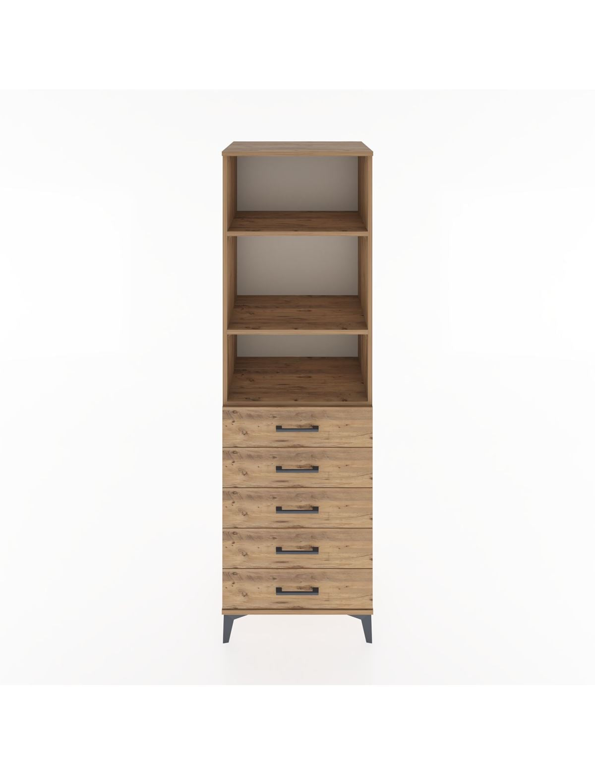 Hyperion Dolap 3 Raflı 5 Çekmeceli 60x44x195 Çam-Çam