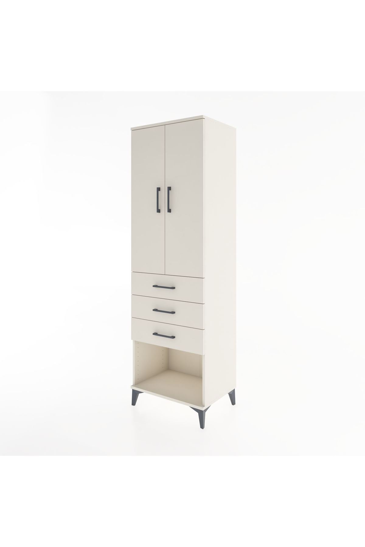 Hyperion Dolap Tek Raflı 3 Çekmeceli Tek Askılı 60x44x195 Aytaşı-Aytaşı