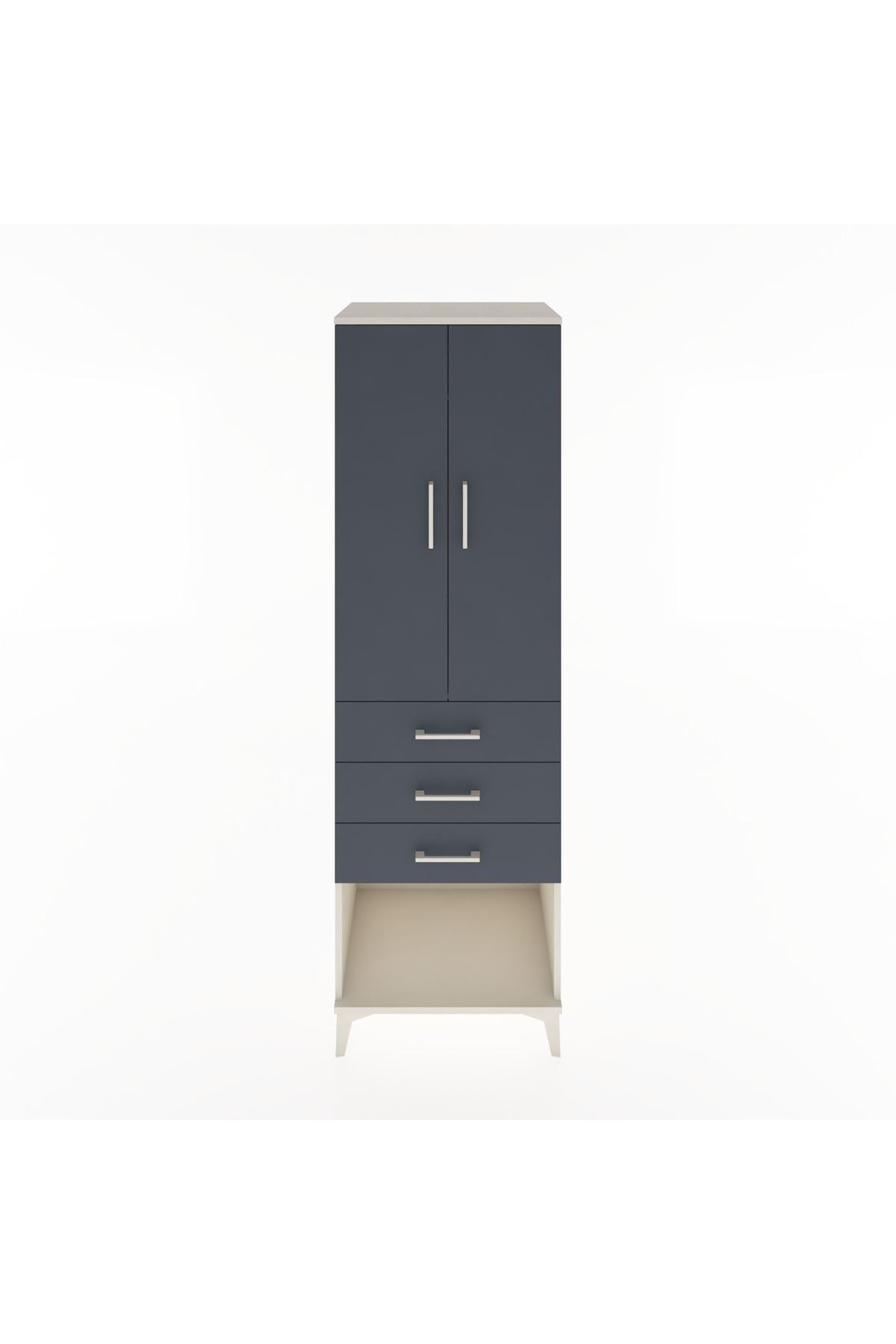 Hyperion Dolap Tek Raflı 3 Çekmeceli Tek Askılı 60x44x195 Aytaşı-Antrasit