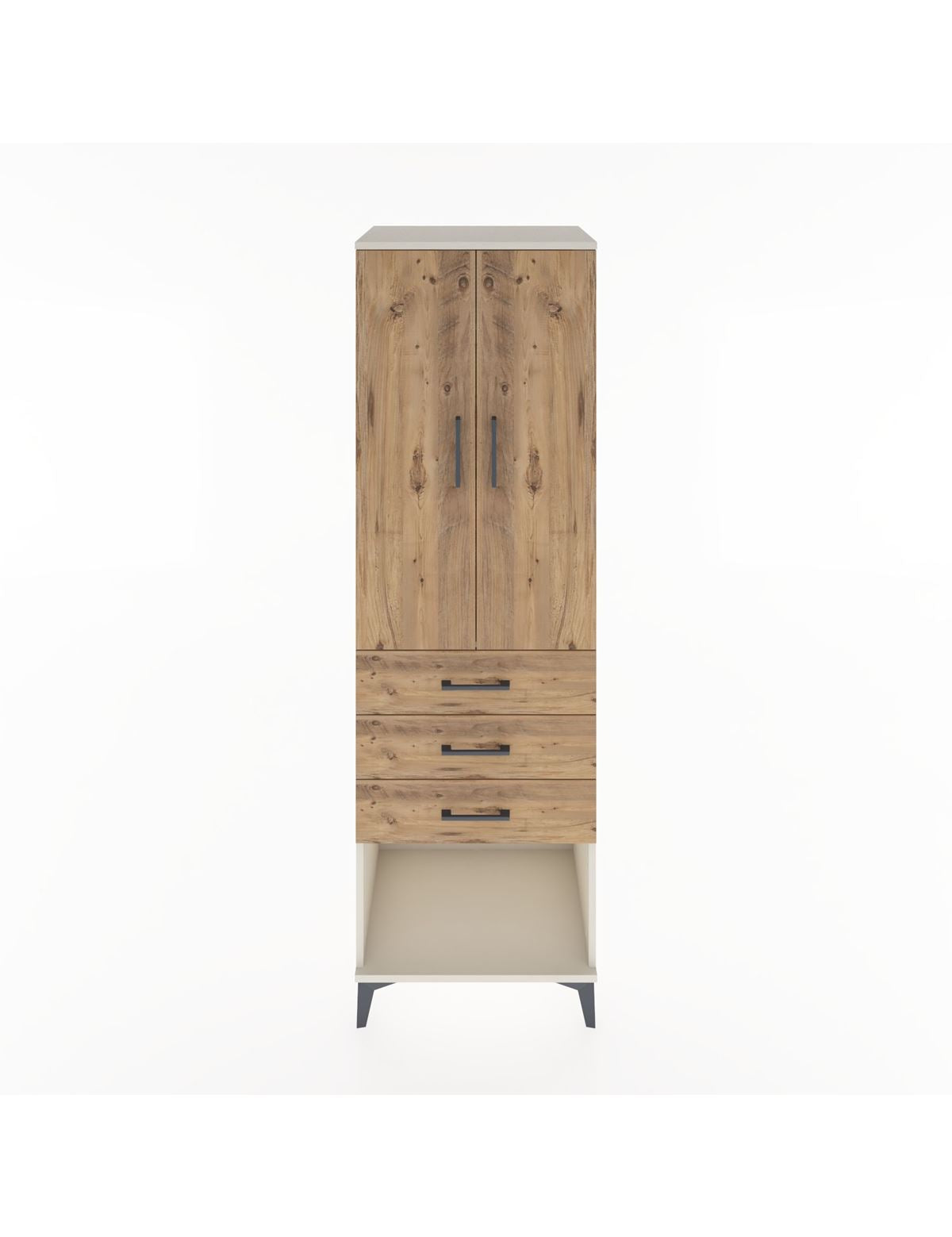 Hyperion Dolap Tek Raflı 3 Çekmeceli Tek Askılı 60x44x195 Aytaşı-Çam